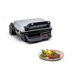 Tefal GC305012 Ultra Compact Grill électrique, Position barbecue, 2000 W, Cuisson saine, Plaques antiadhésives compatibles lave-vaisselle, Bac de récupération des jus, Noir, Métallique, Titane