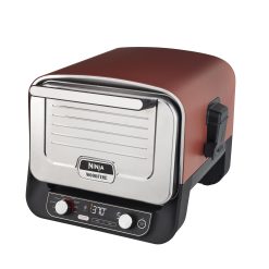 Ninja Woodfire Four à pizza extérieur électrique 8-en-1, rotissoire & fumoir barbecue avec grille, plaque pro-heat, pierre à pizza, granulés de bois et pelle, 6 réglages, orange foncé OO101EU